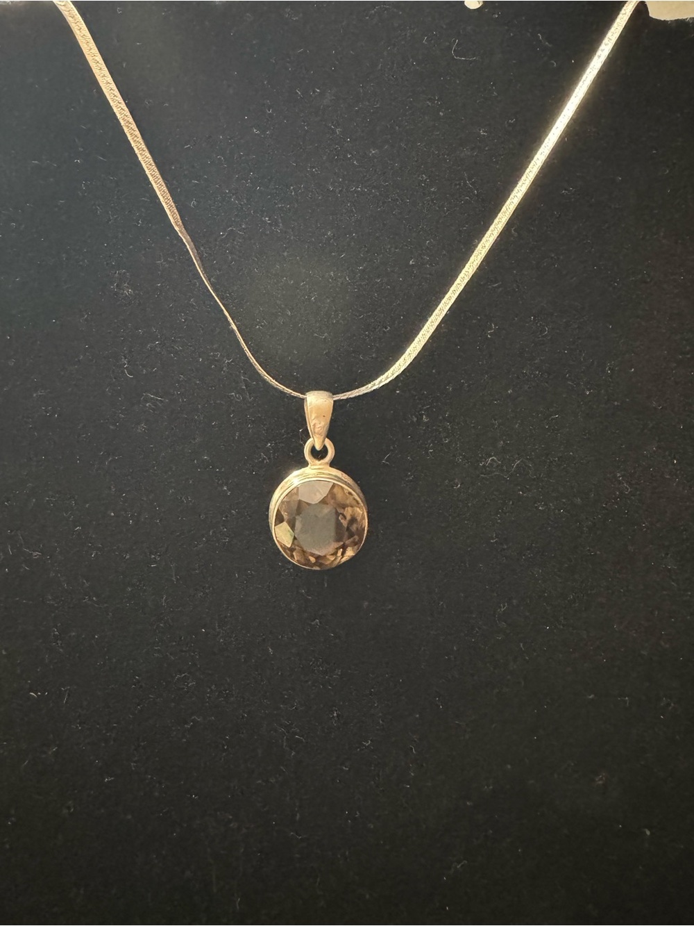 Sterling Silver Smoky Quartz Necklace 15” - 3mm Herringbone - Picture 12 of 12
